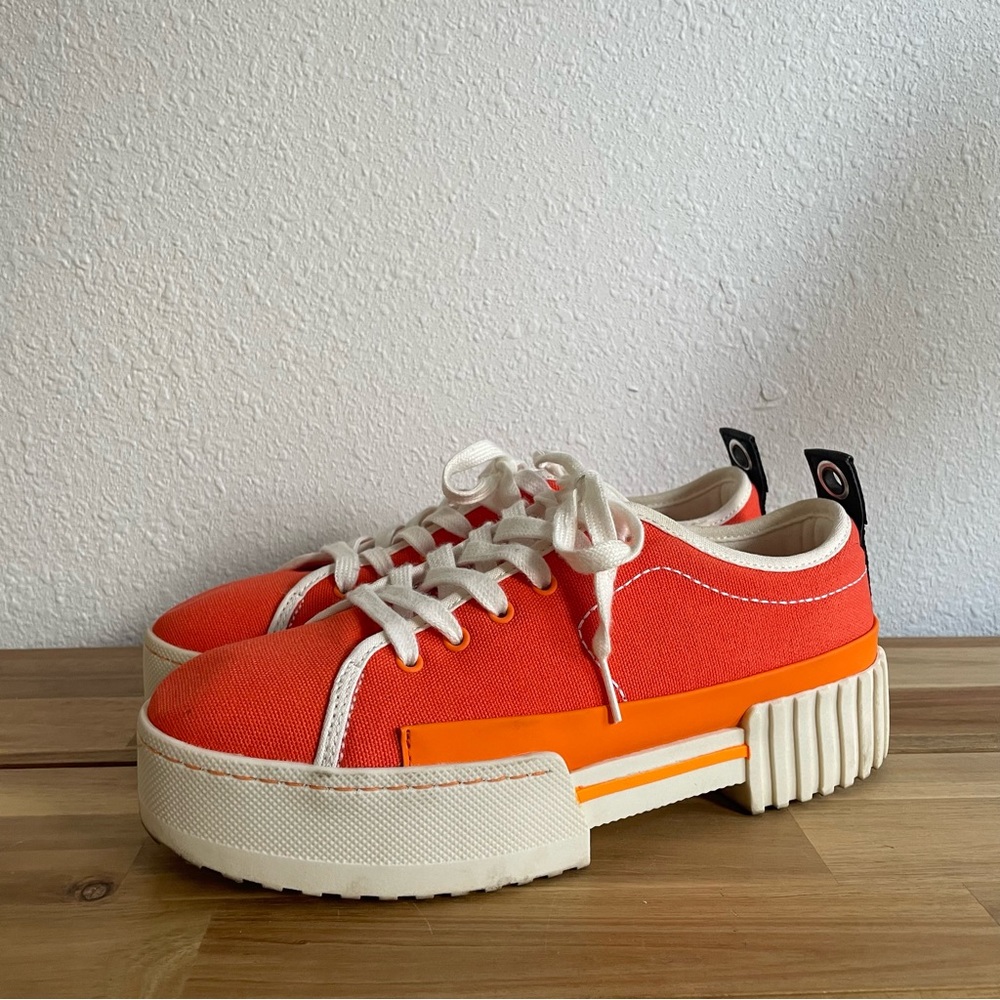 Diesel Women's Sneakers in Vibrant Orange and Cream